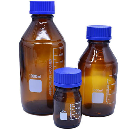 borosilicate autoclavable to 140C (284F) GL45 square bottles